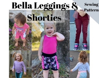 Baby Bella Leggings & Shorties Pattern, Pants Sewing Pattern, Preschool Leggings Pattern, Baby Pants Instant Download