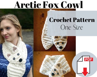 Fox Cowl Crochet Pattern, Fox Scarf Crochet PDF, Arctic Fox Crochet Pattern