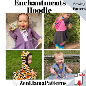 Enchantments Hoodie Pattern, Kids Hoodie Pattern, Family Matching Sewing Pattern, Hoodie Dress Pattern, Sewing Pattern Instant Download