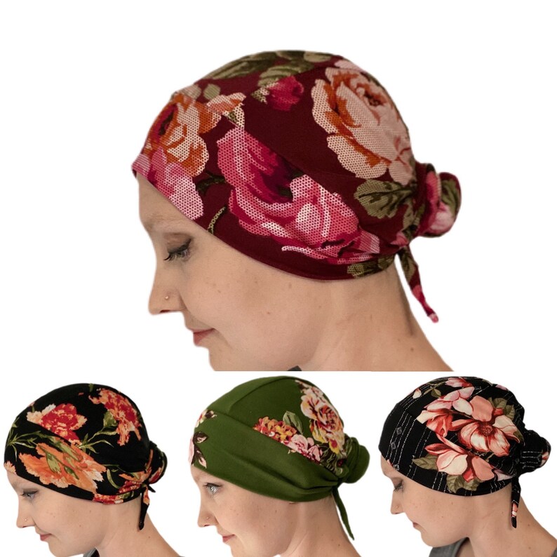 Stretchy Scrub Cap Floral Headwrap Nurse Head Cover Blue Etsy