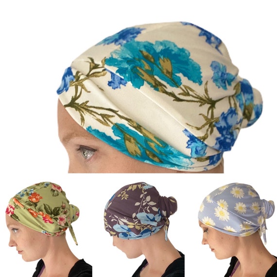 Stretchy Scrub Cap Floral Headwrap Nurse Head Cover Blue Etsy