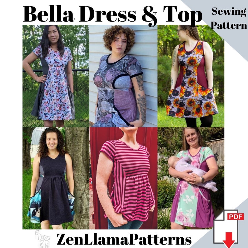 Breastfeeding Dress Sewing Pattern PDF download Bella by zen llama patterns