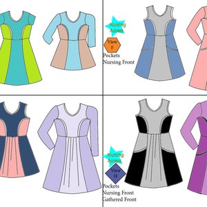 Patrón de costura vestido de enfermería, Patrón PDF superior de enfermería, Patrón de costura de lactancia materna, Patrón de vestido Bella, Patrón de enfermería Descarga instantánea imagen 6
