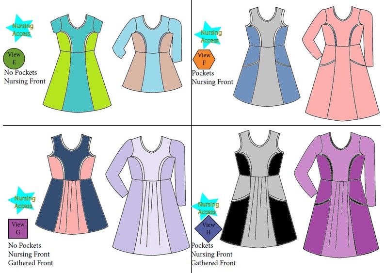 Patrón de costura vestido de enfermería, Patrón PDF superior de enfermería, Patrón de costura de lactancia materna, Patrón de vestido Bella, Patrón de enfermería Descarga instantánea imagen 6