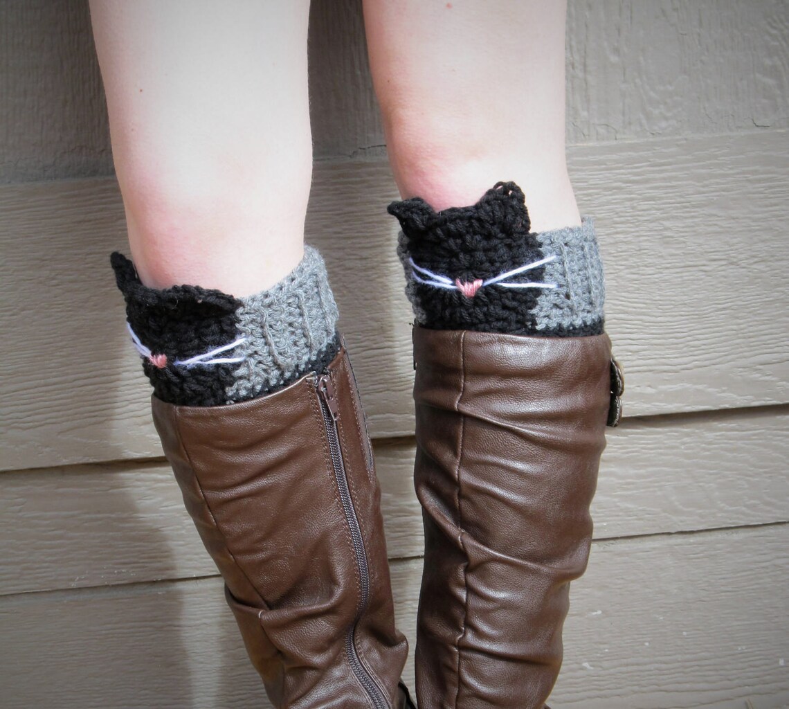 Cat Boot Cuff Crochet Pattern Kitty Cat Boot Toppers Cat Etsy
