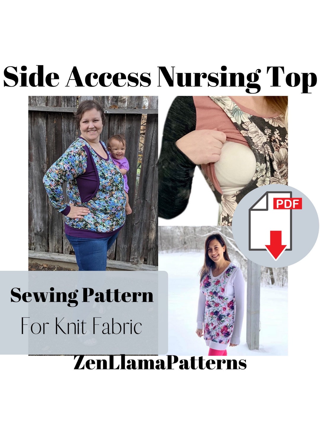 Nursing PDF Pattern, Breastfeeding Sewing Pattern, Nursing Dress