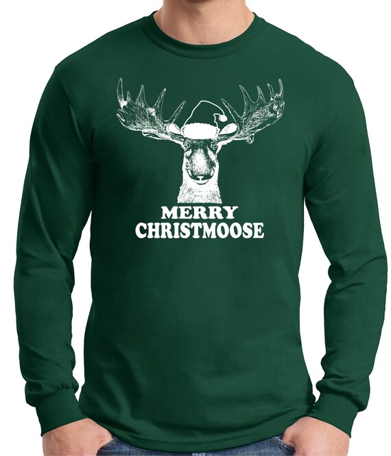 Christmas Gift Ugly Sweater Moose Lover on a Long Sleeve T Etsy