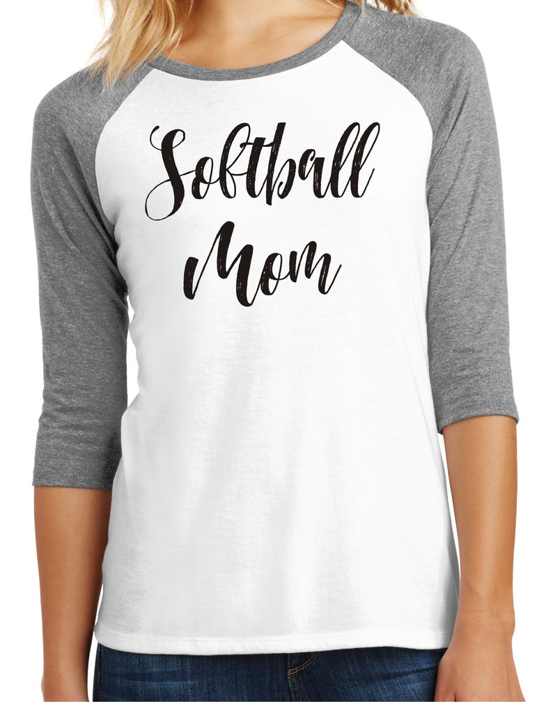 Womens softball mom shirt printed on a 34 sleeve triblend soft shirt softball shirt softball mom