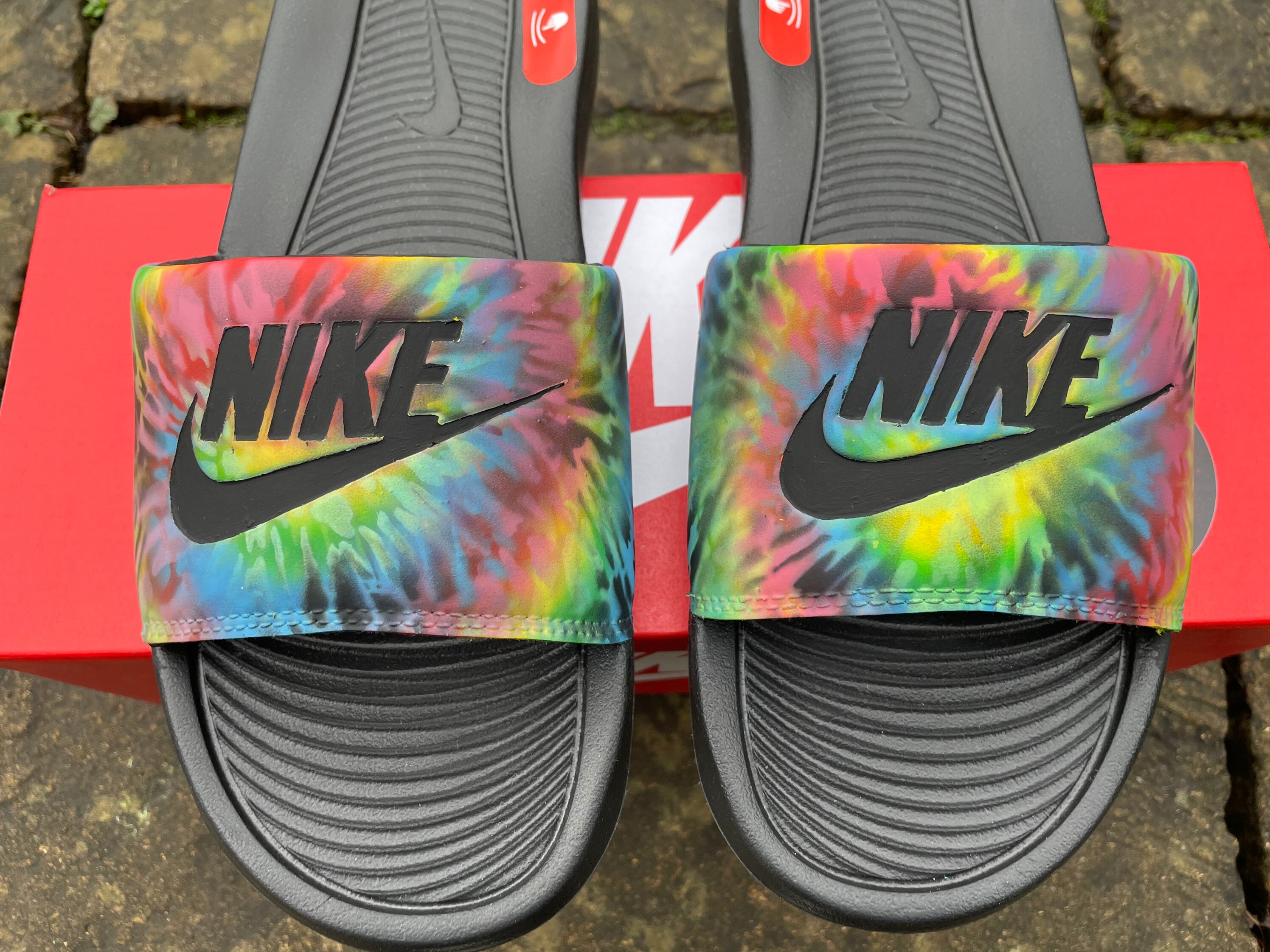 nike slides tie dye 