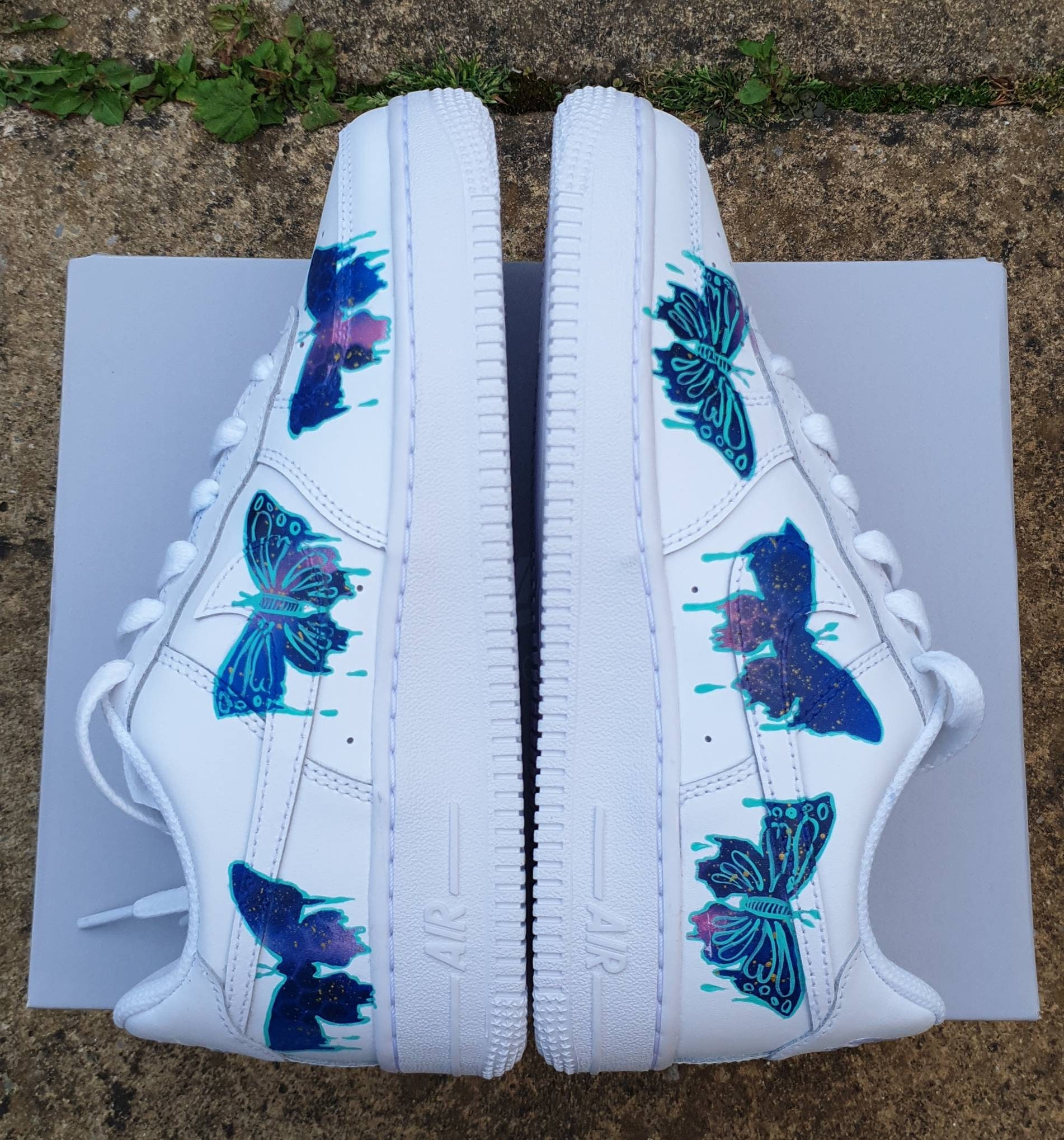 Custom Nike Air Force 1 galaxy butterfly drip | Etsy