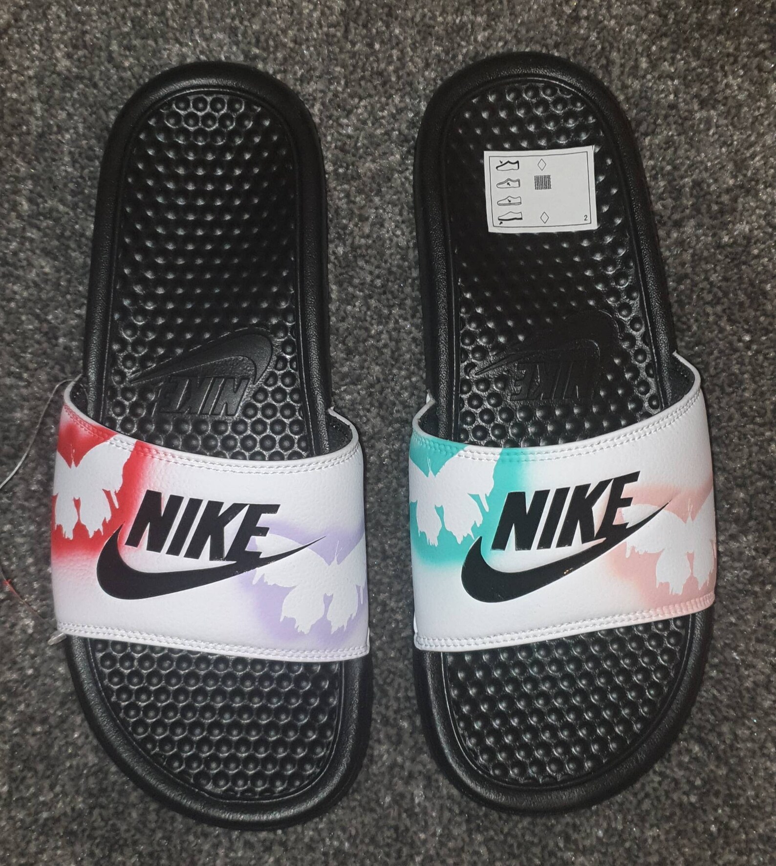 nike slides with butterflies