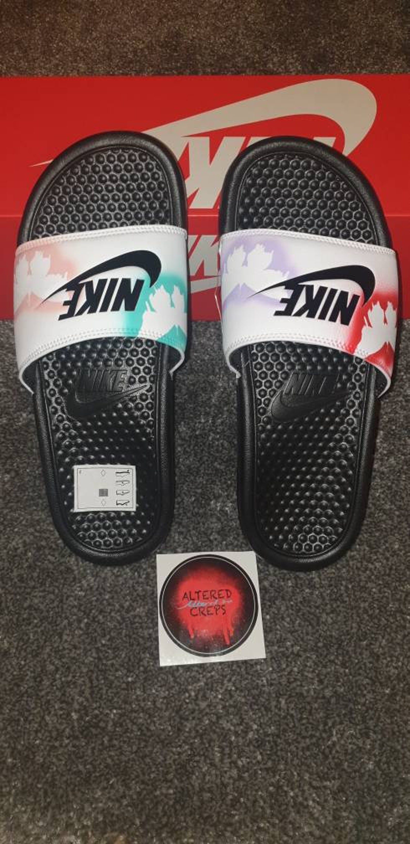 nike slides with butterflies