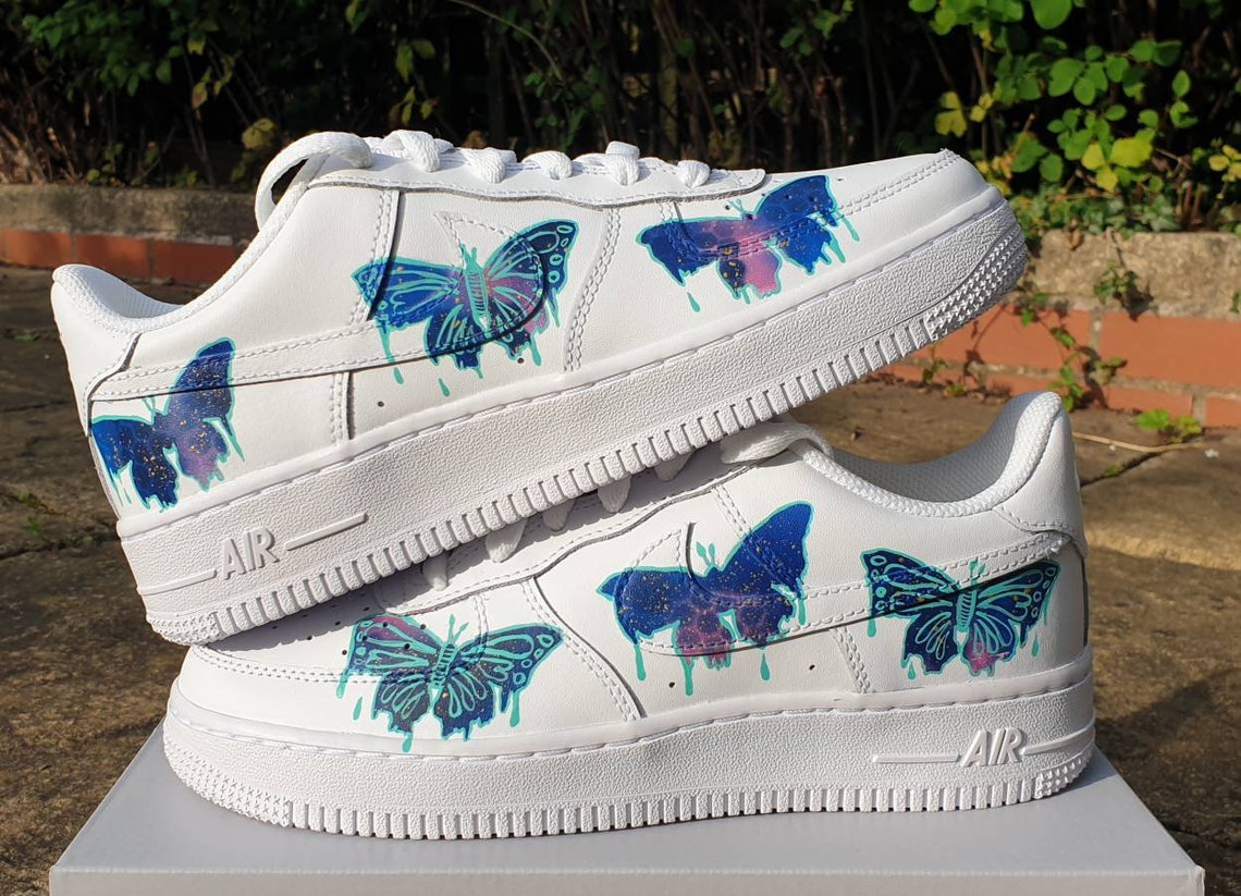 Custom Nike Air Force 1 galaxy butterfly drip | Etsy