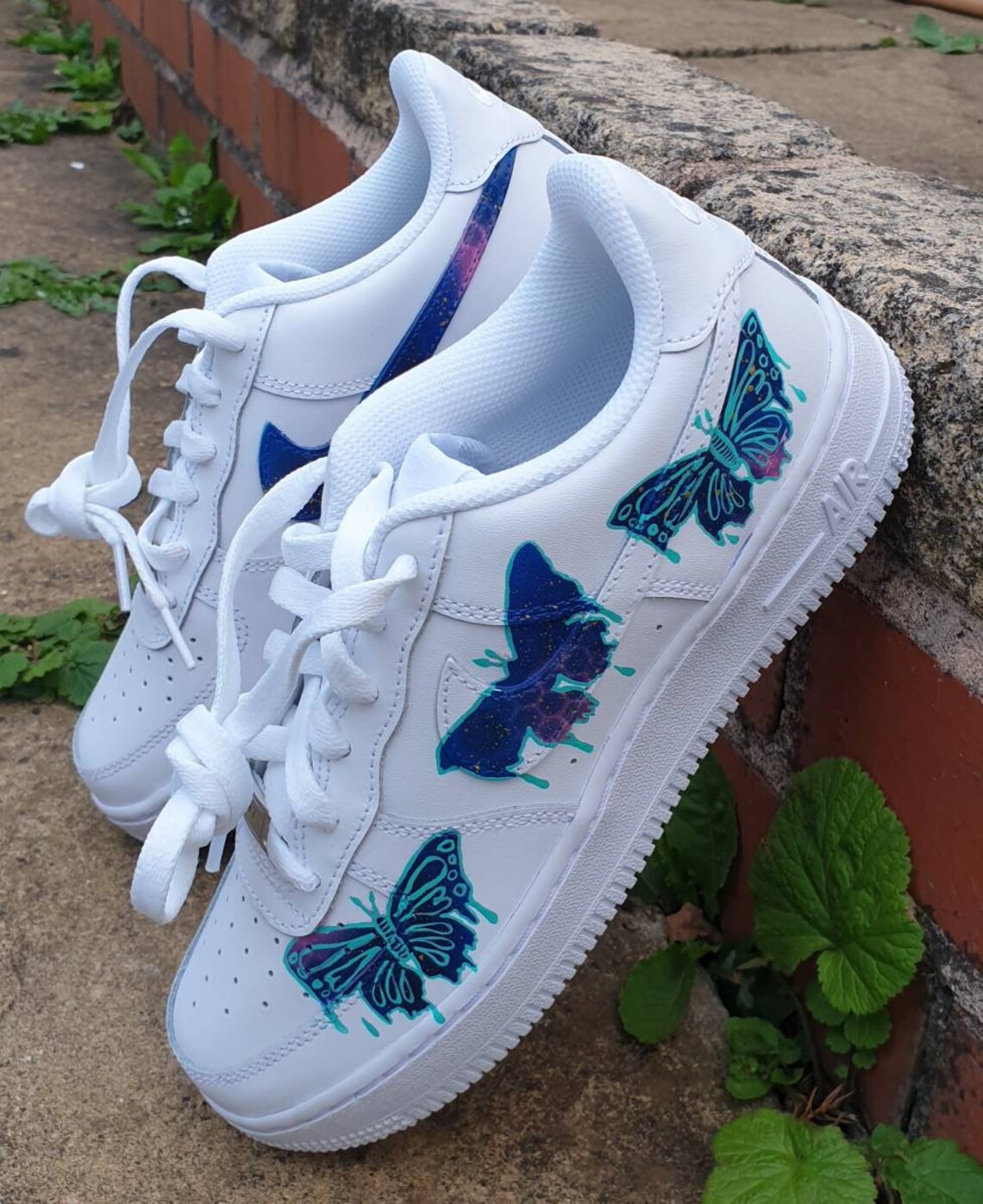 Custom Nike Air Force 1 galaxy butterfly drip | Etsy