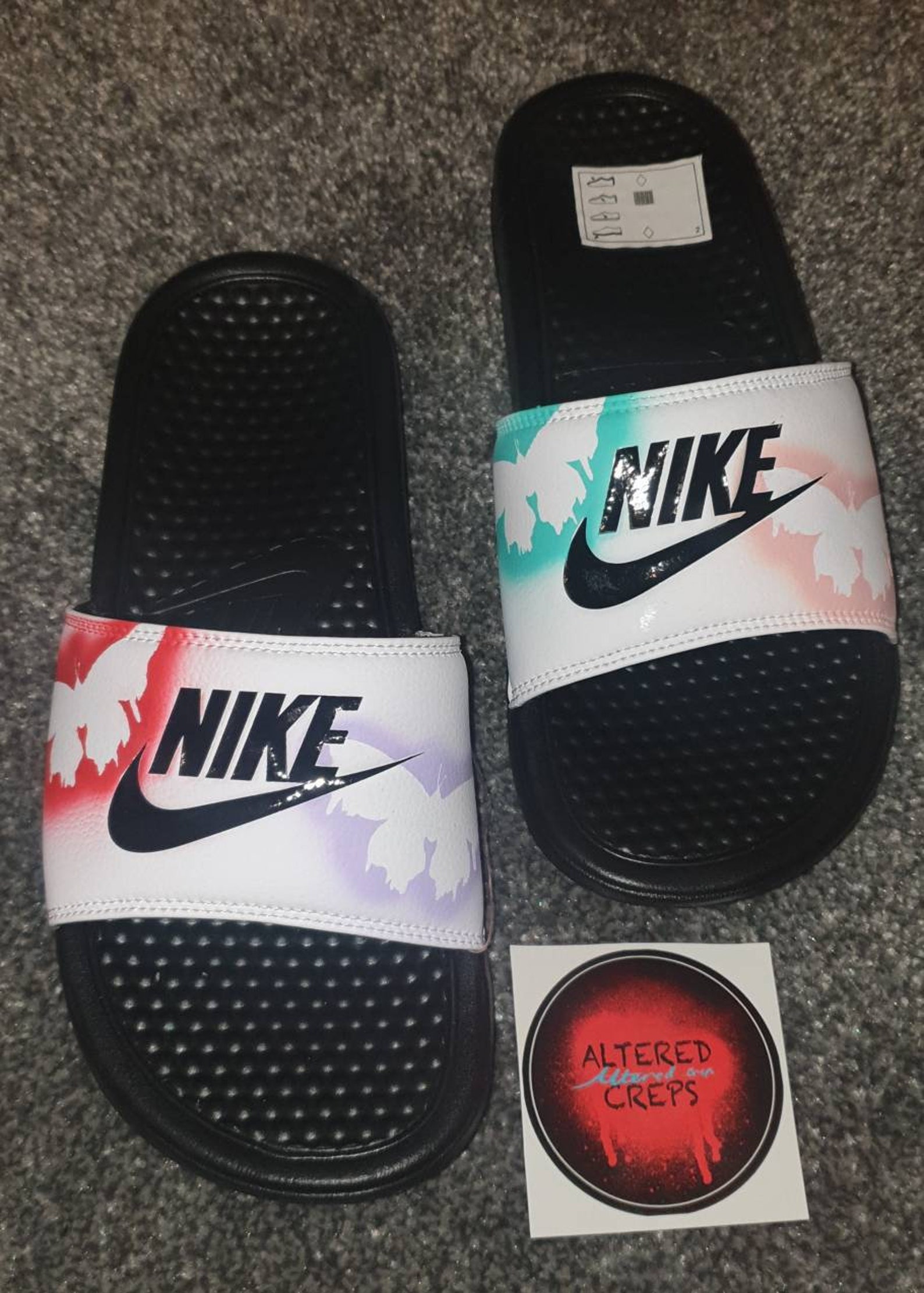 nike slides with butterflies