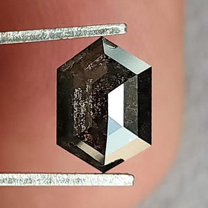 1,16 ct 8,2x5,7mm Natuerlicher Salz und Pfeffer Diamant Hexagon Rosenschliff Solitaire