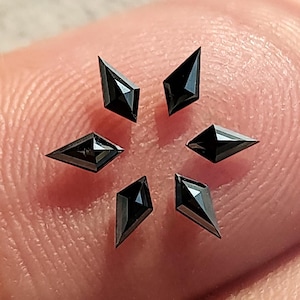 4x2mm Kite Fancy Cut Diamante Nero Naturale Nero Intenso AAA Calibrato Per Pezzo