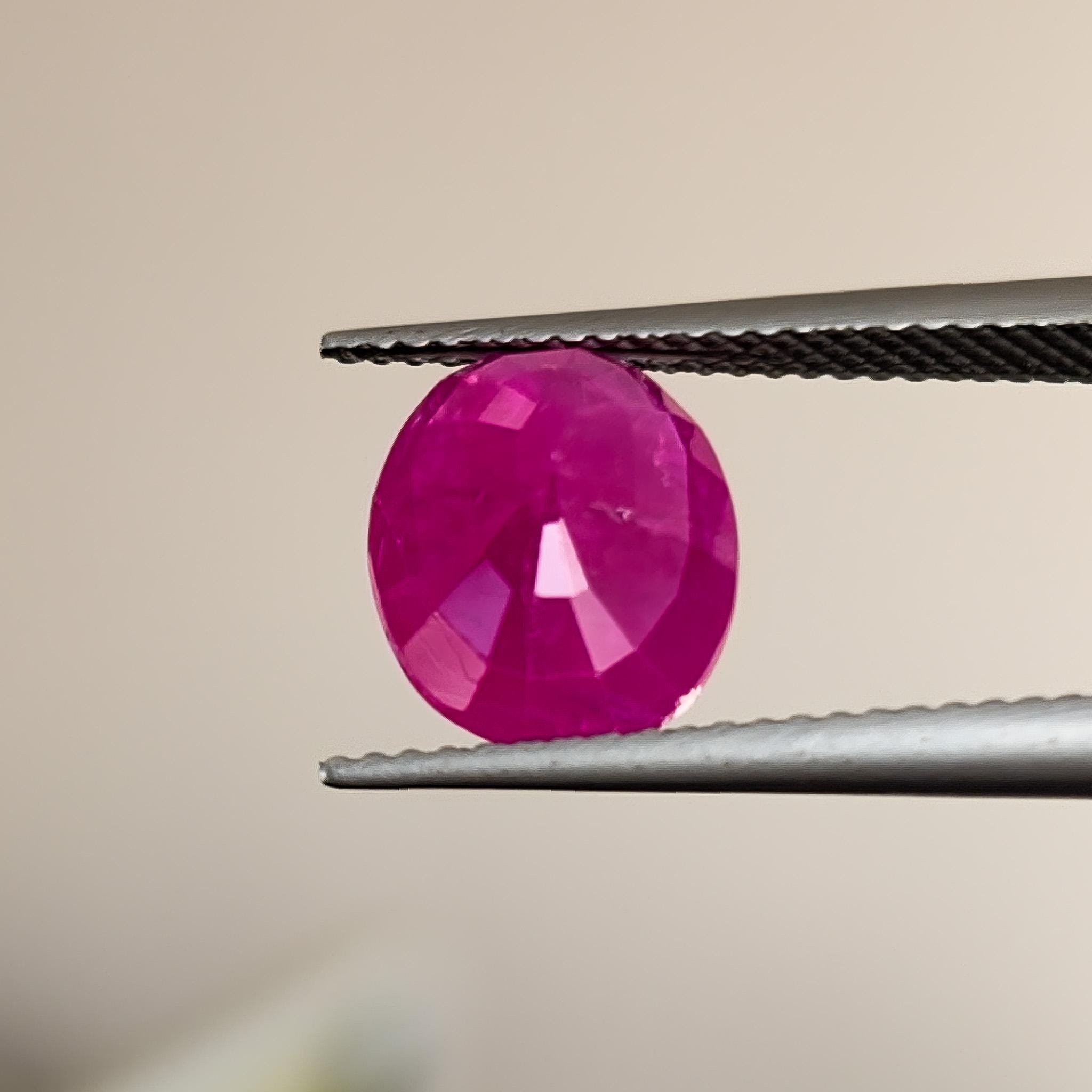 Natural Unheated Hunza Ruby 3.69ct 11.1x8.9mm Oval Pinkish Red