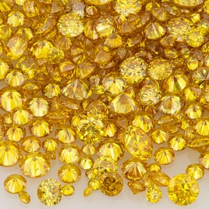 Top Canary Diamond 0.25ct 1.3mm to 2.5mm mix scoop Fancy Orangish Golden Yellow Untreated Natural Diamonds Round|Melee|accents|Fancy Diamond