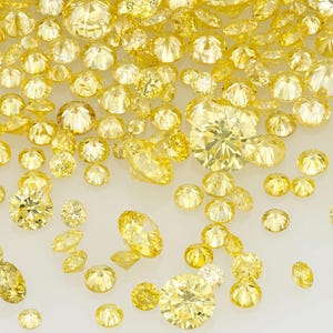Yellow Diamonds 0.25ct 0.8mm to 2.5mm mix scoop Fancy Intense Yellow Untreated Natural Diamonds Round|Melee|accents|Cape Color Diamond