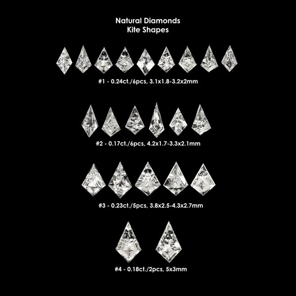 Select any Set from Untreated Natural White Diamonds Fancy Kite Shape|Geometric Shape diamond|Diamond Earrings|Jewelry maker|RARE|Fancy Cut