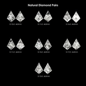 Wählen Sie ein Paar aus unbehandelten natürlichen weißen Diamanten Fancy Kite Form 4x3mm|Geometrische Form Diamant|Diamant Ohrringe|Jewelry Maker|RARE