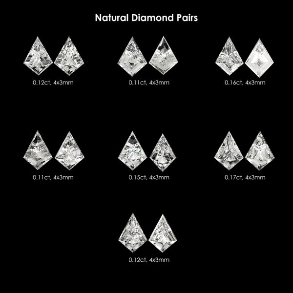 Select any Pair from Untreated Natural White Diamonds Fancy Kite Shape 4x3mm|Geometric Shape diamond|Diamond Earrings|Jewelry maker|RARE