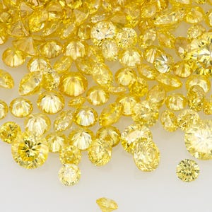 Yellow Diamonds 0.25ct 0.8mm to 2.5mm mix scoop Fancy Vivid Yellow Untreated Natural Diamonds Round|Melee|accents|Cape Color Diamonds