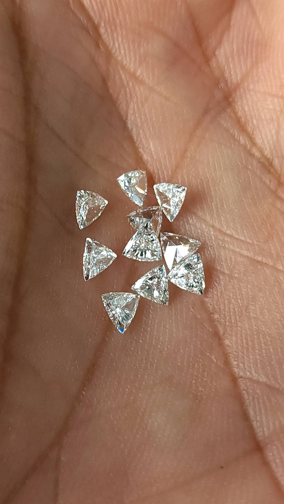 3x3mm Trillion Cut Natural Diamond F G VVS VS Calibrated Side Stones Per Piece