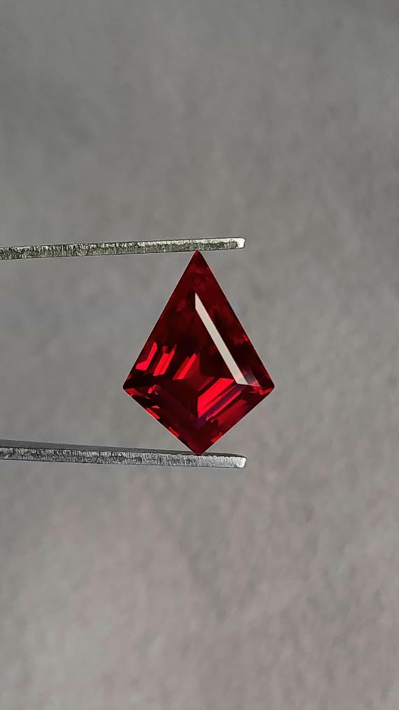 Lab Grown Ruby Pigeon Blood Red Kite Cut 12x9mm 3ct Flawless AAA