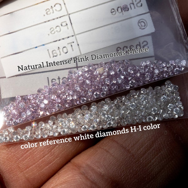 10pcs 1,3 mm 1,5 mm 1,7 mm Fancy Vivid Pink Natural Diamonds VS-SI Selección brillante redonda/Argyle/Joyería personalizada/Diamante rosa/Coincidencia