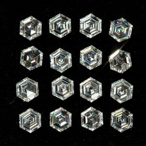 Diamante natural hexagonal de 3 mm, lapidação em degraus F-G VS, individual, par ou conjunto.