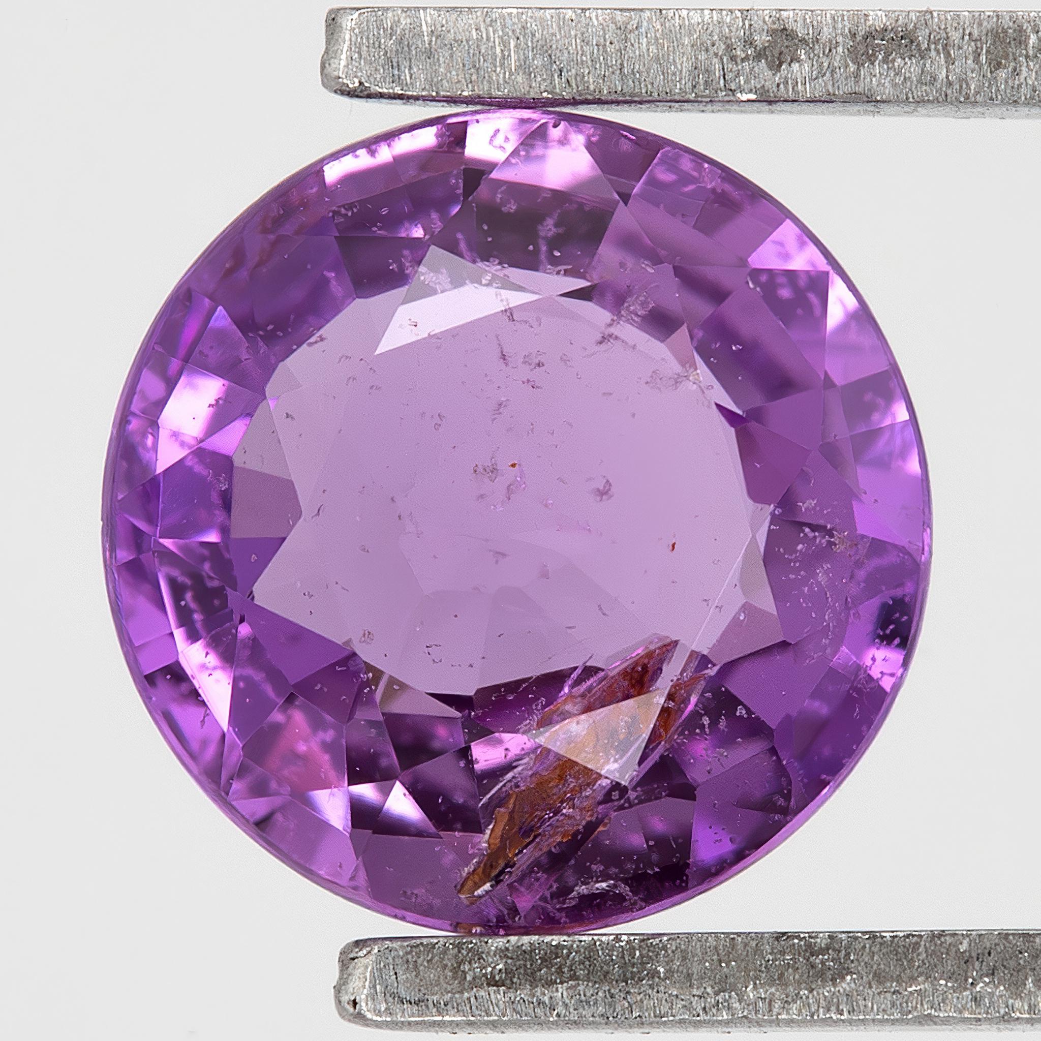 0.99ct 天然ピンクパープルサファイア ラウンド 6.3mm 濃いピンク 
