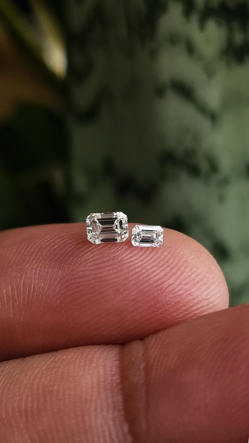3x2mm and 4x3mm Natural Diamond Emerald Cut F G SI Calibrated Side Stones Per Piece image 3
