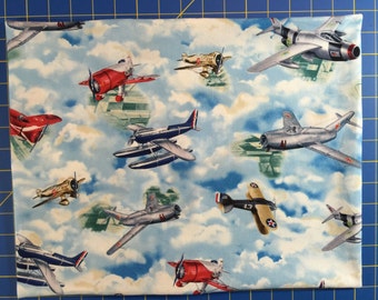 Travel Pillowcase /  Child Size Pillowcase  /   Vintage Airplanes