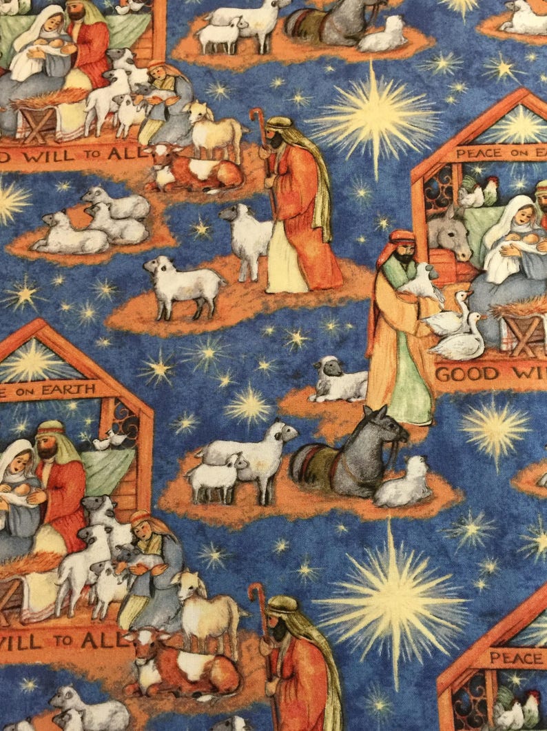 Standard or Queen Pillow Case Christmas Blessed Birth Nativity Peace on Earth
