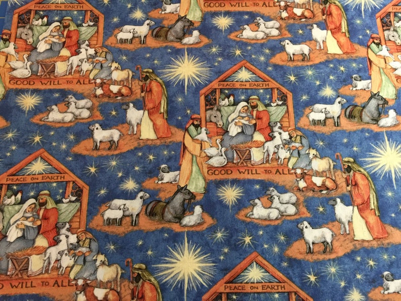 Standard or Queen Pillow Case Christmas Blessed Birth Nativity Peace on Earth