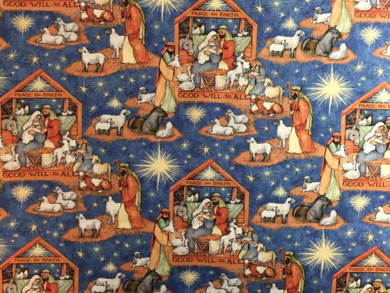 Standard or Queen Pillow Case Christmas Blessed Birth Nativity Peace on Earth