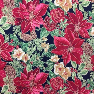 Standard Pillowcase / Poinsettia and Red Roses / Christmas / Queen or King Pillowcase