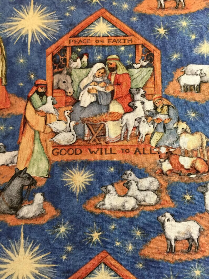 Standard or Queen Pillow Case Christmas Blessed Birth Nativity Peace on Earth