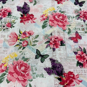 Travel Pillowcase  / Rose Floral with Butterflies