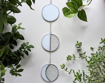 Stained Glass Moon Phase Mobile: Boho Wall Hanging