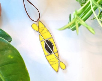 stained glass kayak suncatcher // paddling, kayaker gift // outdoor lover gift // crafted by JOHN and ASTRID