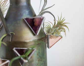 air plant holder small magnets - set of three / stained glass air plant accessory / desk accessories (plants NOT included)