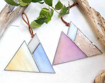 mountain suncatcher / surprise colour / stained glass large ornament // crafted by JOHN and ASTRID