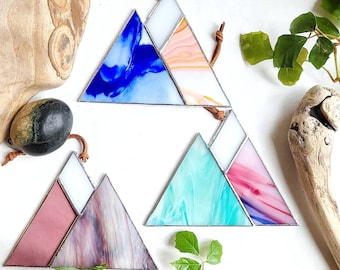 mountain ornament (oversized) / surprise colour / stained glass large ornament // crafted by JOHN and ASTRID
