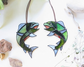 Fish stained glass // trout, salmon fishing ornament / fishing memory / Crafted by JOHN