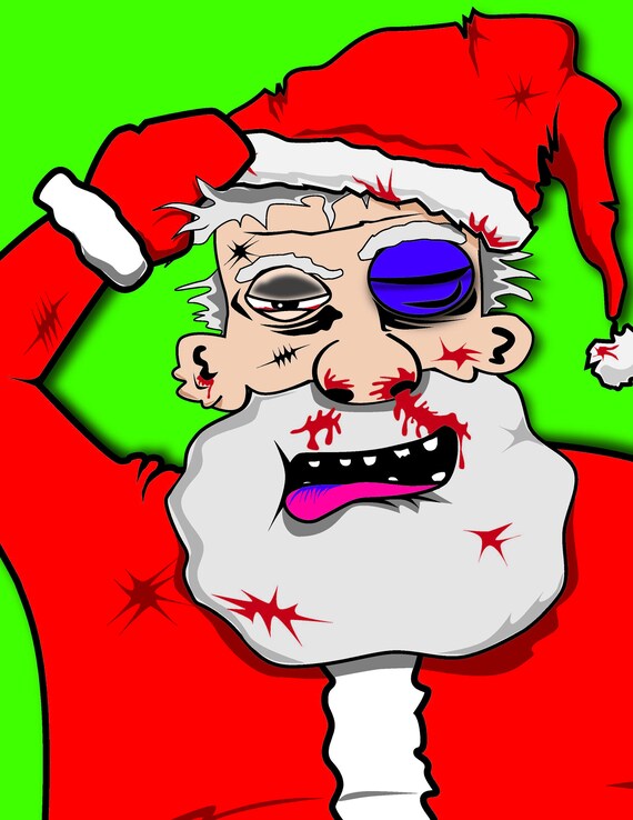 Funny Santa Beat Up, Humorous Holiday Greeting Card, Merry Christmas, Black  Eye, Holidays, St Nick, Kris Kringle - Etsy