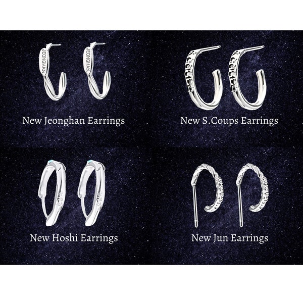 Dix-sept boucles d'oreilles - boucles d'oreilles Kpop, bijoux coréens boucles d'oreilles en argent pour homme femme cadeau Kpop, jolies boucles d'oreilles Kpop boucles d'oreilles Hoshi Jeonghan