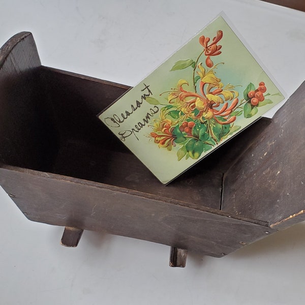 Primitive Doll Cradle - Hand Made by Grandfather. Early 1900s Rustic Wood Cradle for Dolly